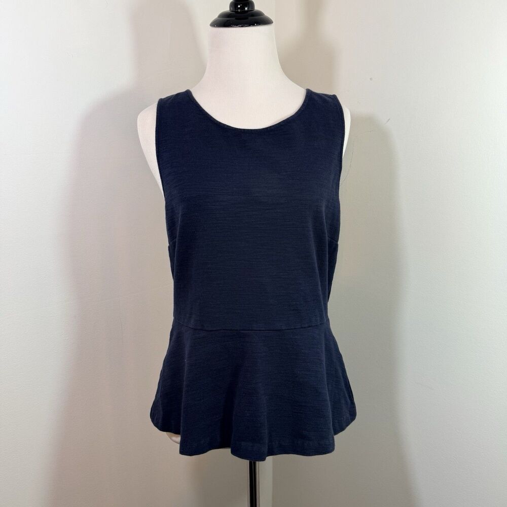 J Crew Size Small Sleeveless Peplum Top Dark Blue Full Length Gold Back Zipper